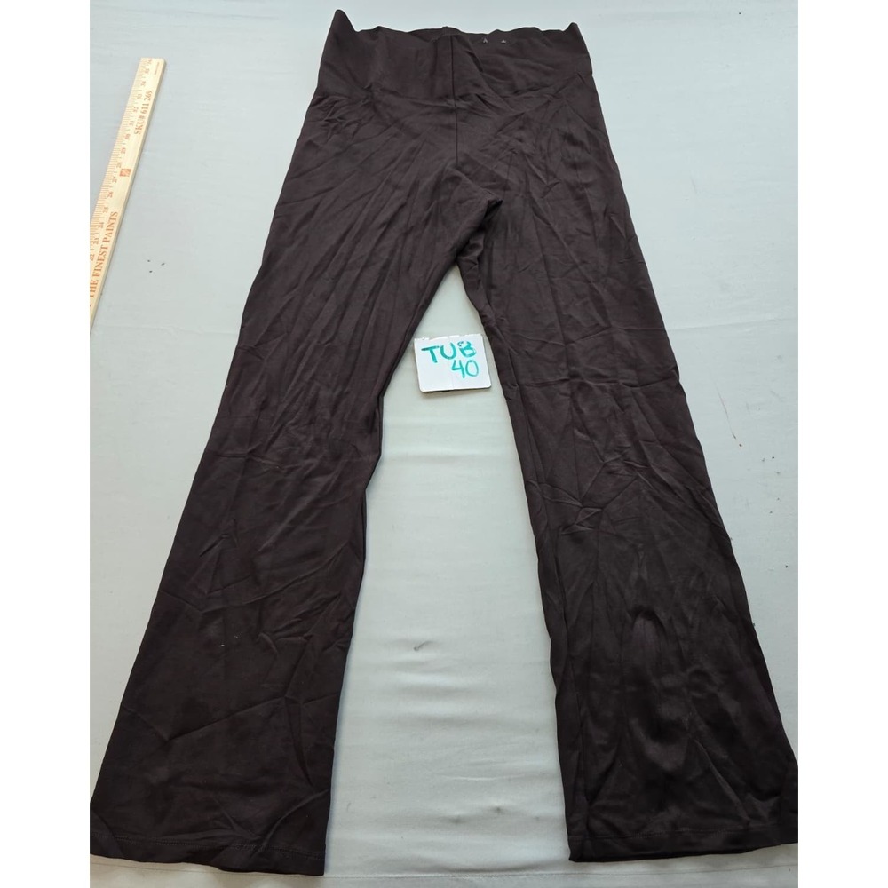 Worthington Womens Brown Flare Leg Pull On Elastic Waist Stretch Pants Size L
